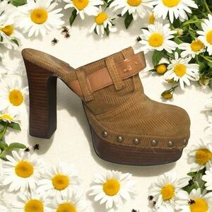 Chinese Laundry Women's Platform Stud, Clog, Corduroy Brown Nougat size 6 1/2